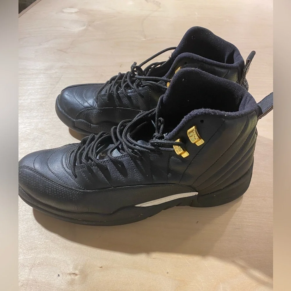 Air Jordan 12 Retro Master Black Gold Sneakers Size 12